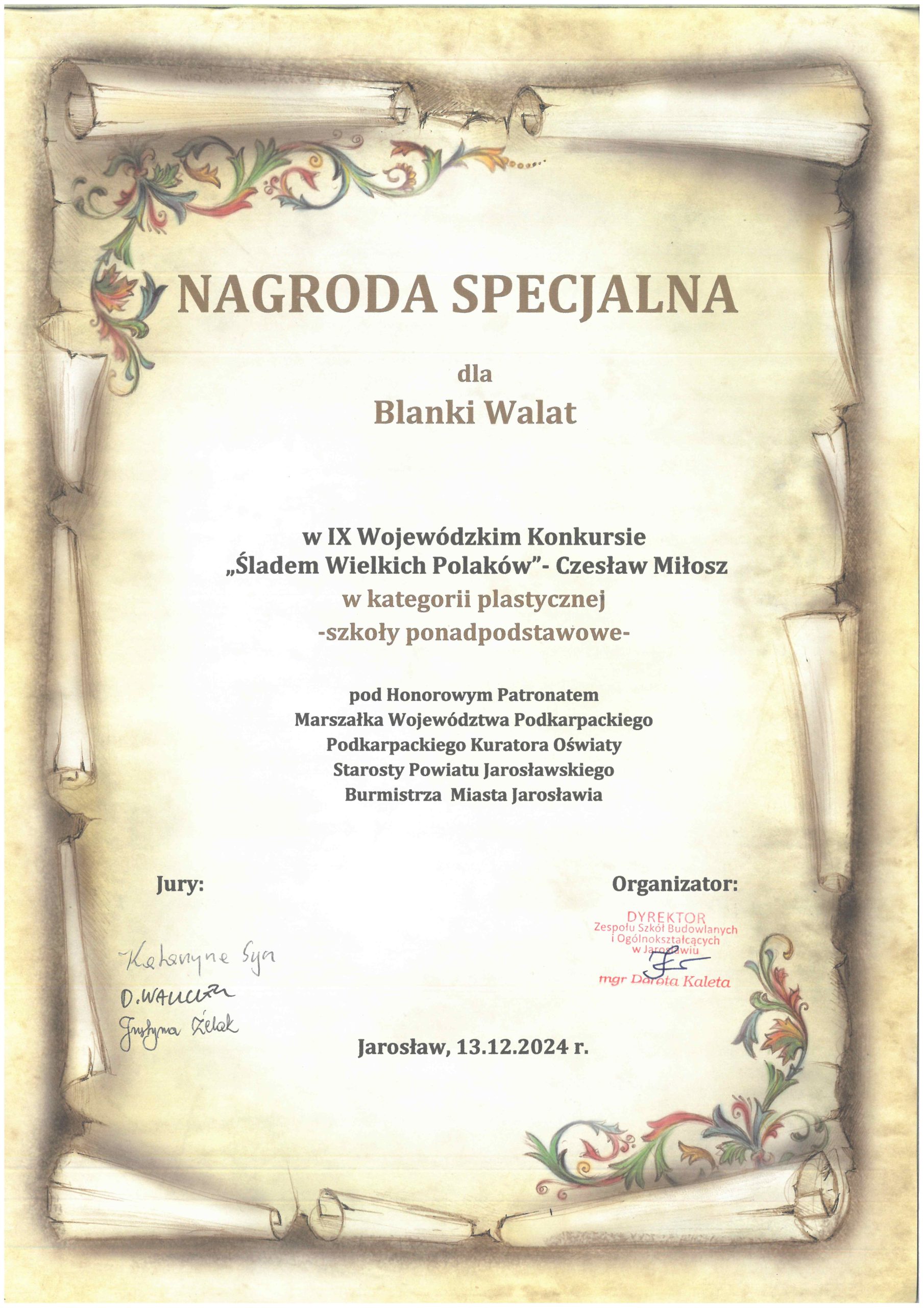 Blanka Walat - nagroda specjalna